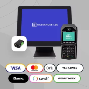 Ett komplett kassasystem med Worldline kortterminal till caféet.