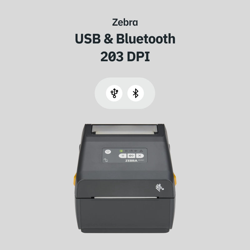 ZEBRA ZD421D USB och Bluetooth 203 DPI etikettskrivare