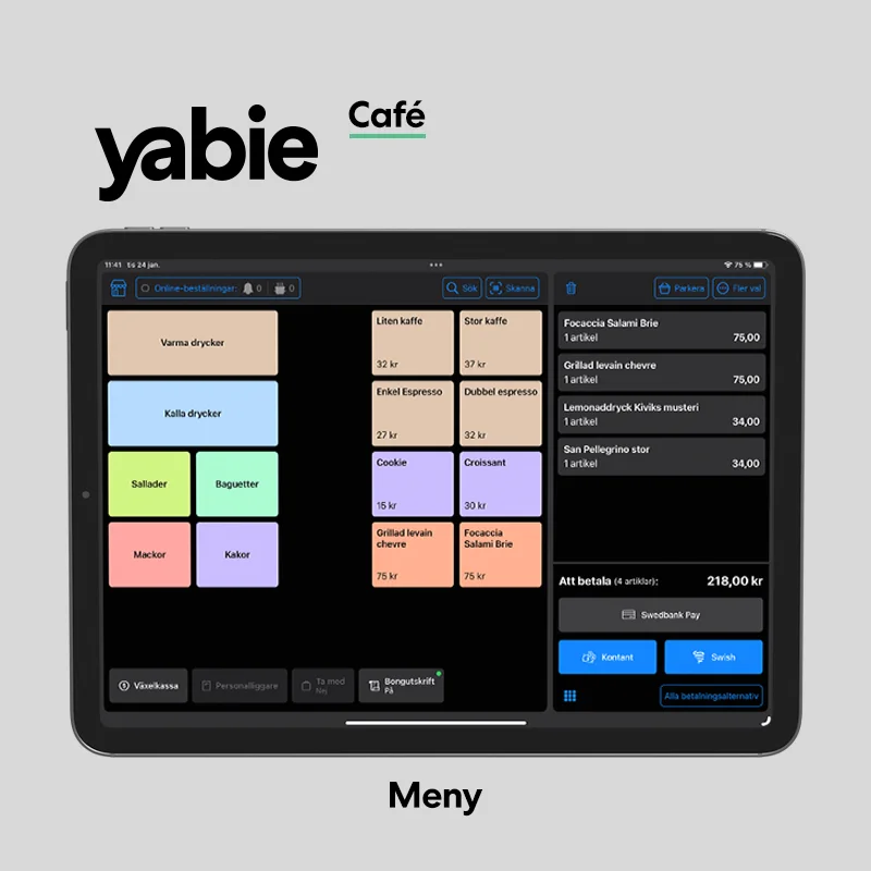 Yabie iPad Kassasystem Cafe